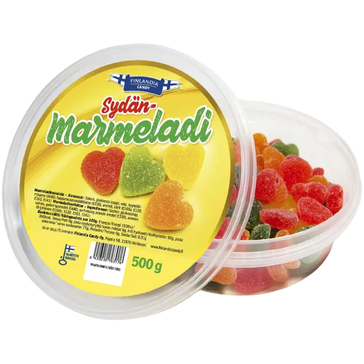 Finlandia Candy Sydänmarmeladi hedelmänmakuisia marmeladmakeisia 500g