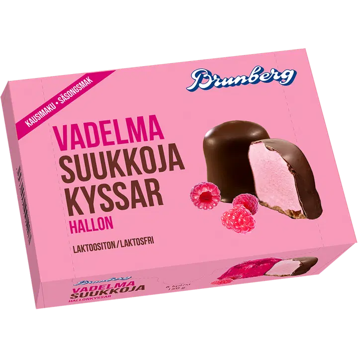 Brunberg Vadelmasuukko kuorrutettuja vaahtomakeisia 150g/6kpl