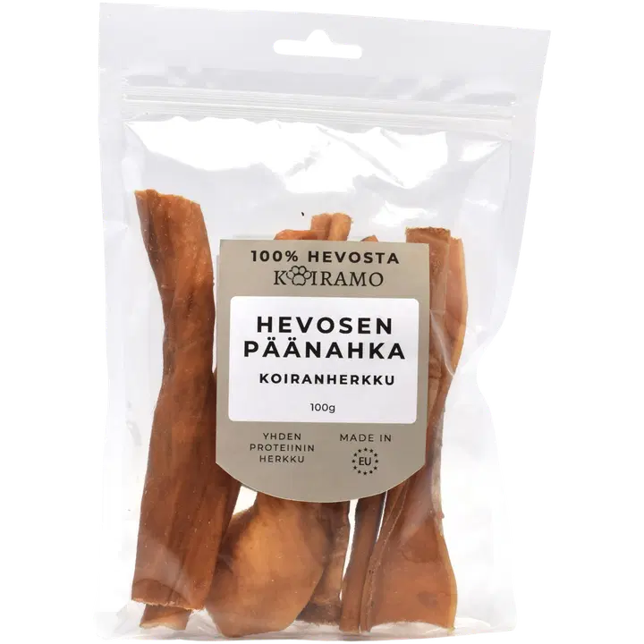 Hevosen päänahka koiranherkku pureskeluun 100g Koiramo
