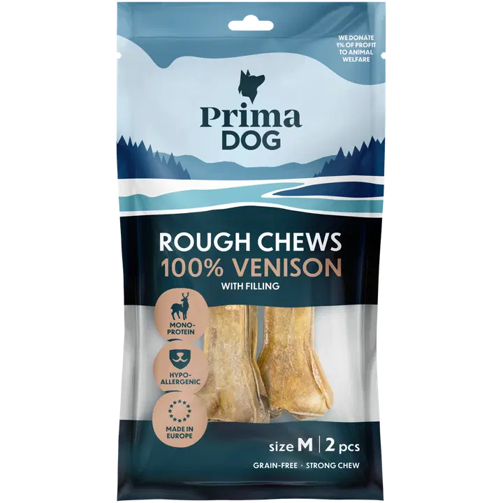 PrimaDog Rough Chews Hjort fyllt tuggben M 12 cm 2 st 76 g