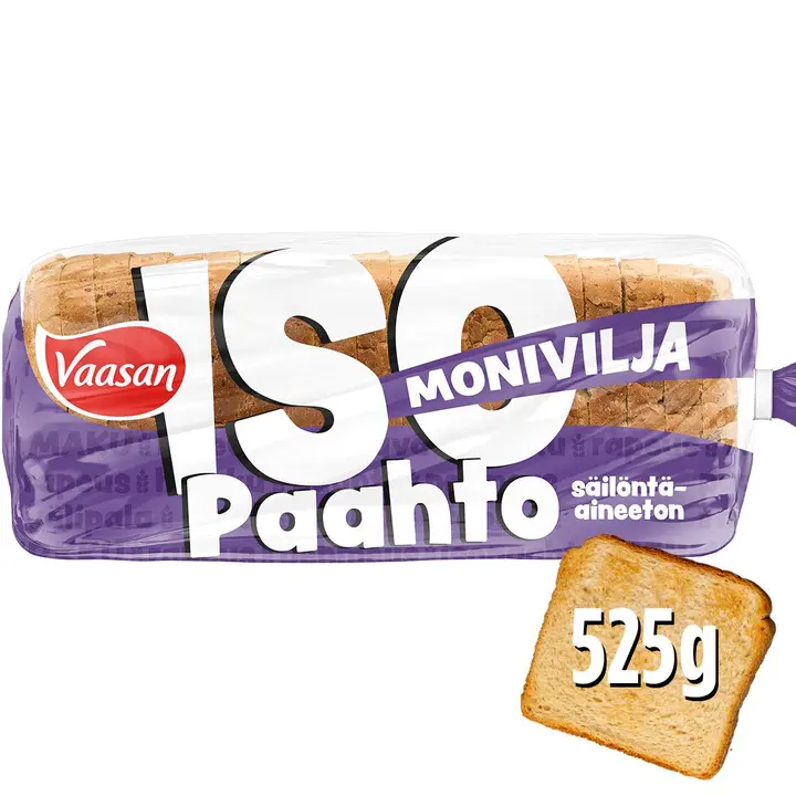 Vaasan ISOpaahto Monivilja 525 g moniviljapaahtoleipä