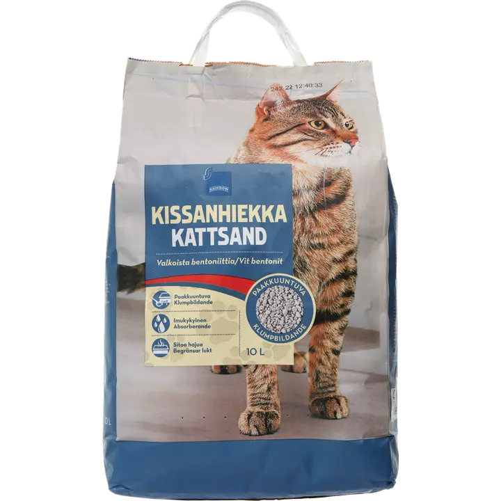 Rainbow 10l kissanhiekka paakkuuntuva valkoinen bentoniitti