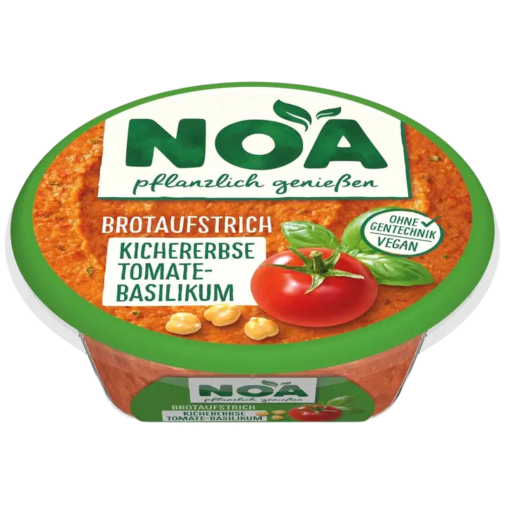 Noa hummus keedetud kikerhernestest tomati ja basiilikuga, 175 g