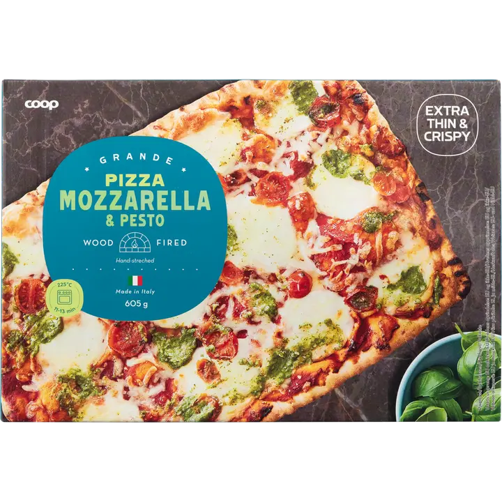 Coop Pizza Grande Mozzarella & Pesto 605 g pakaste
