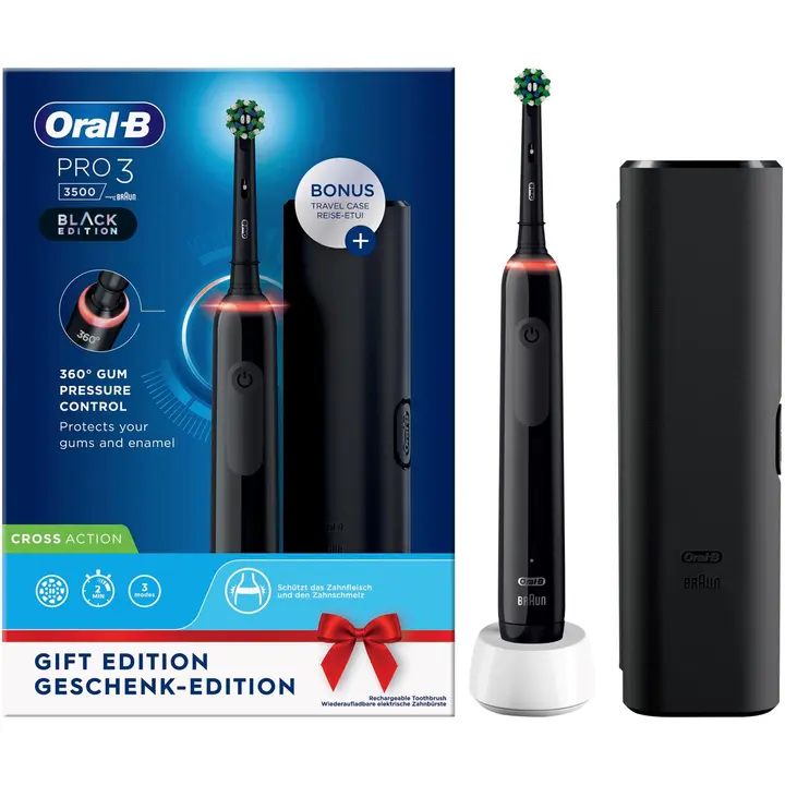 Oral-B Pro 3 - 3500 - Musta Sähköhammasharja matkakotelolla