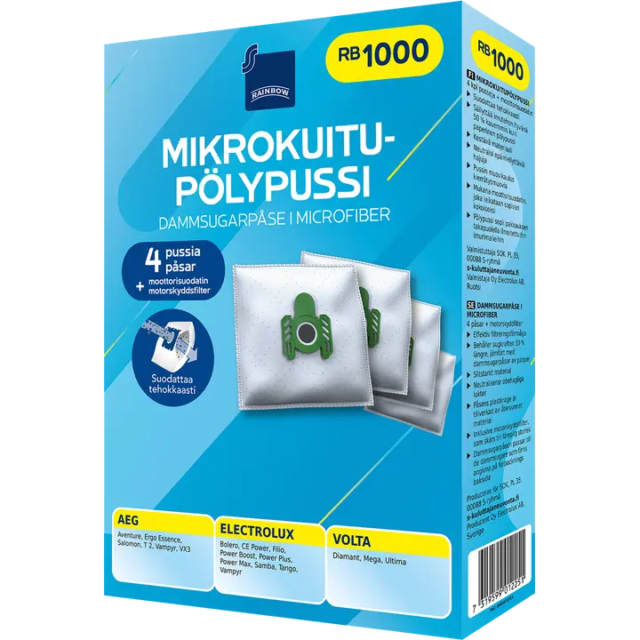 Rainbow pölypussi RB1000 4kpl + moottorisuodatin