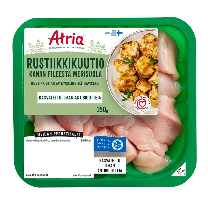 Atria Rustiikkikuutio Kanafileestä Merisuola 350g