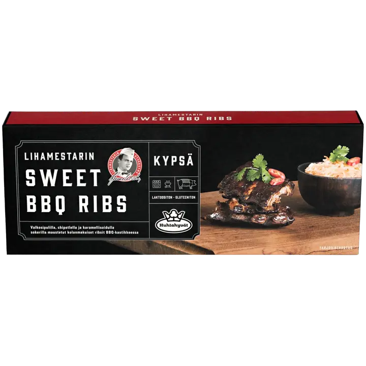 Lihamestari Huhtahyvät Sweet BBQ Ribsit n. 500g