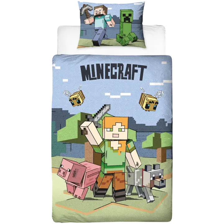 Minecraft lasten pussilakanasetti 150x210+50x60 cm monivärinen