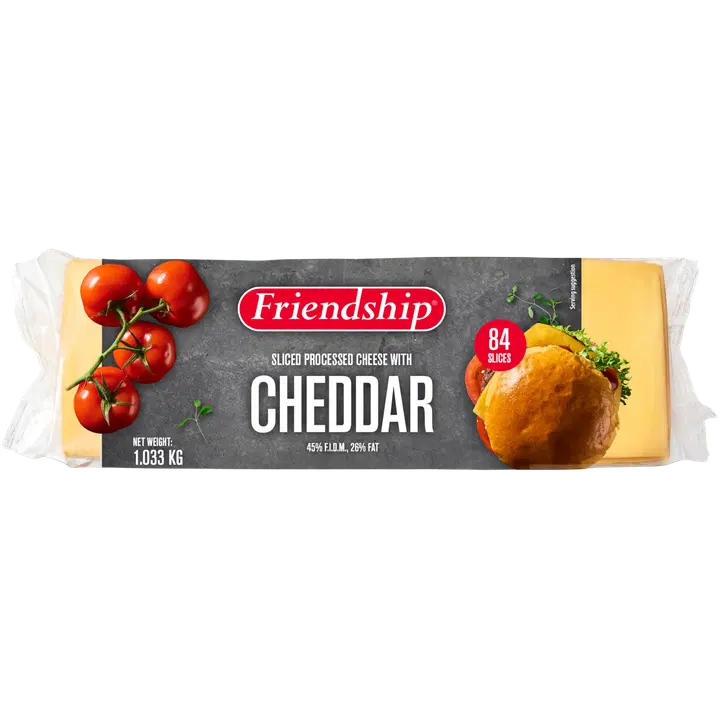 Friendship Cheddarjuustoa sisältäviä sulatejuustoviipaleita