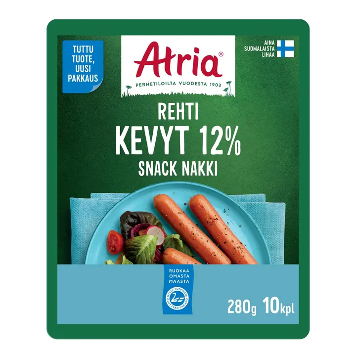 Atria Rehti Kevyt 12% Snack Nakki 280g