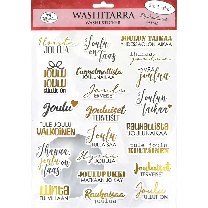 J.K. Primeco washitarra-arkki Joulutekstit musta/kulta