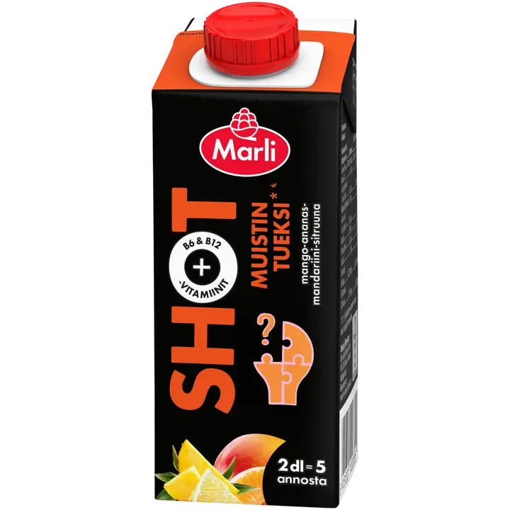 Marli Shot Mango-mandariini-ananas-sitruuna + B6&B12-vitamiinit 2 dl