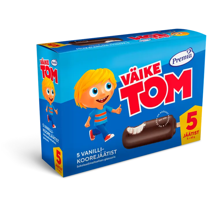 Väike Tom vanilli-koorejäätis glasuuris 5tk x 60g/90ml