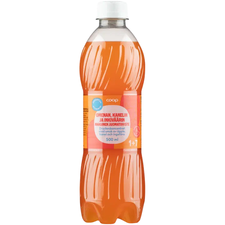 Coop omenan, kanelin ja inkiväärin makuinen juomatiiviste sokeriton 0,5l