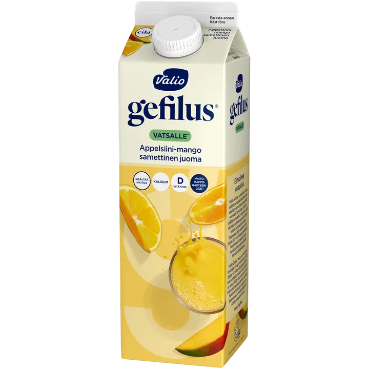 Valio Gefilus® samettinen juoma 1 l appelsiini-mango laktoositon