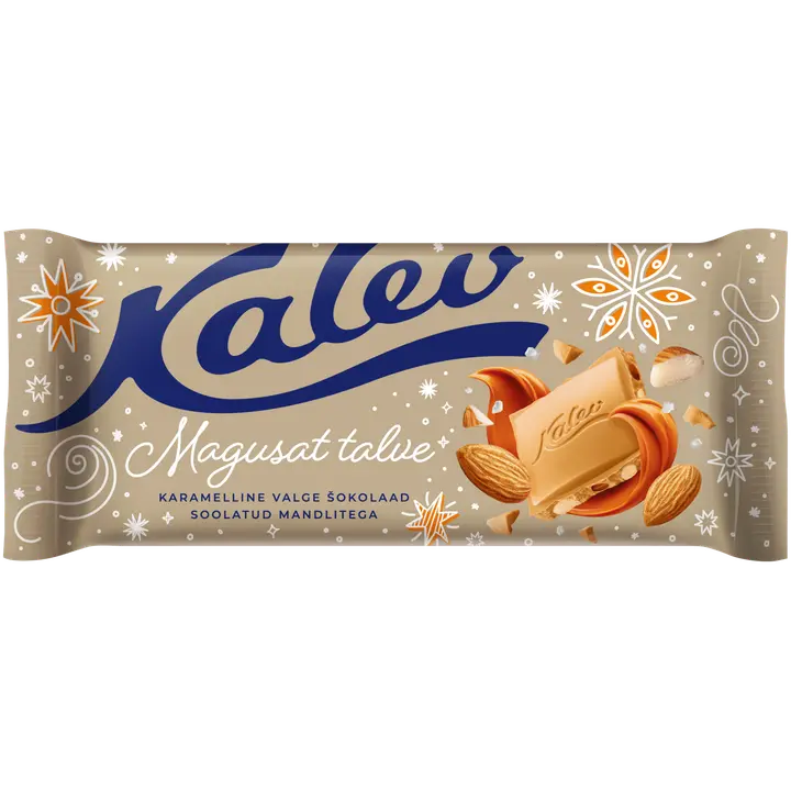 KALEV Karamellimaitseline valge šokolaad soolatud mandlitega 100g