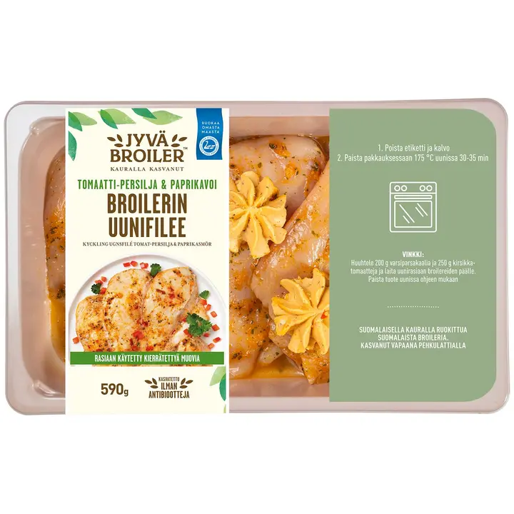 Jyväbroiler Broilerin Uunifilee Tomaatti-Persilja & Paprikavoi 590g