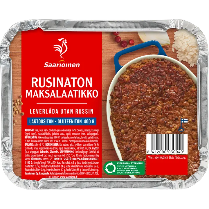 Saarioinen Maksalaatikko laktoositon/rusinaton 400g