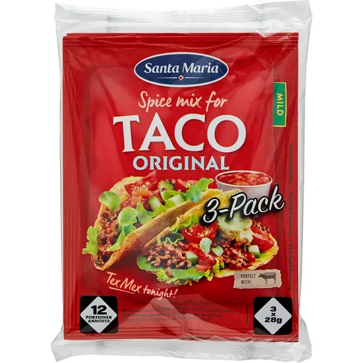 Santa Maria Taco Spice Mix mausteseos jauhelihalle 3 kpl, 3 x 28 g