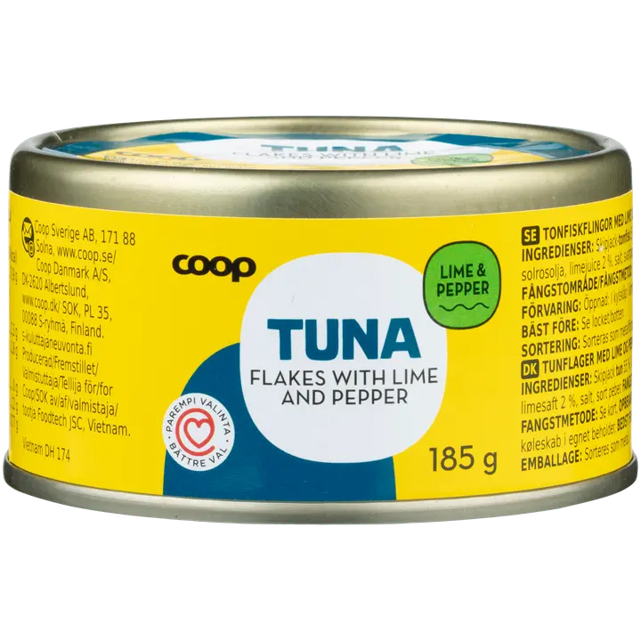 Coop tonnikala hiutaleina limetillä ja pippurilla MSC 185 g