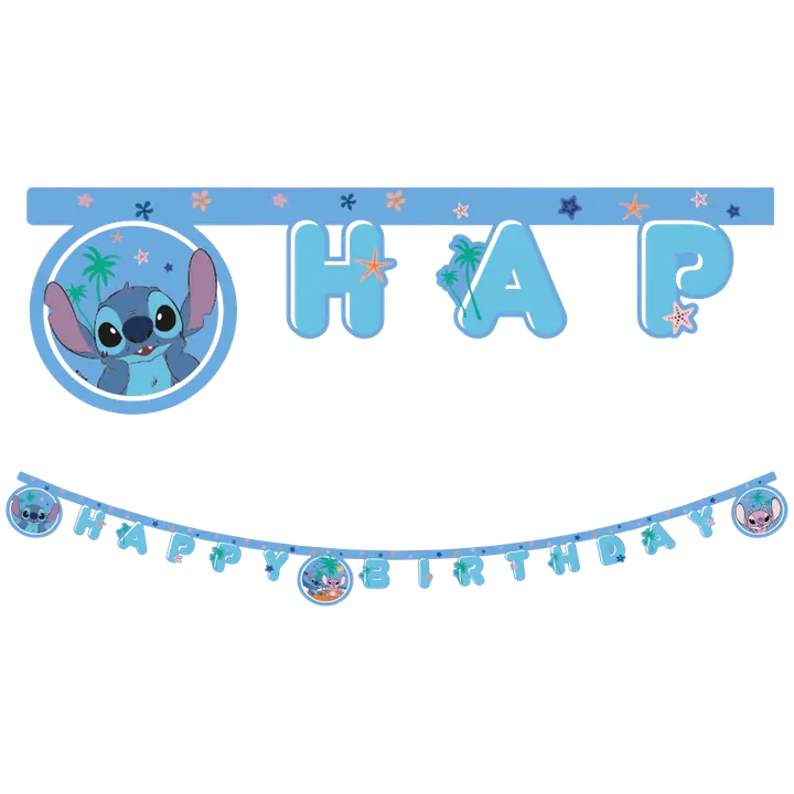 Decorata Party banneri Stitch & Angel Happy Birthday
