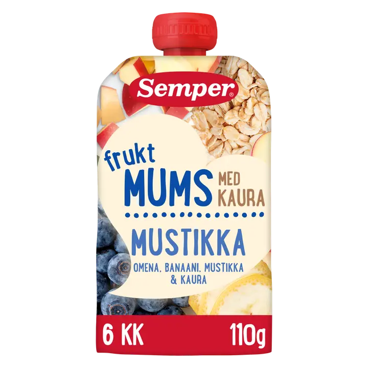 Semper Fruktmums Mustikka ja kaura 6kk hedelmäsose 110g