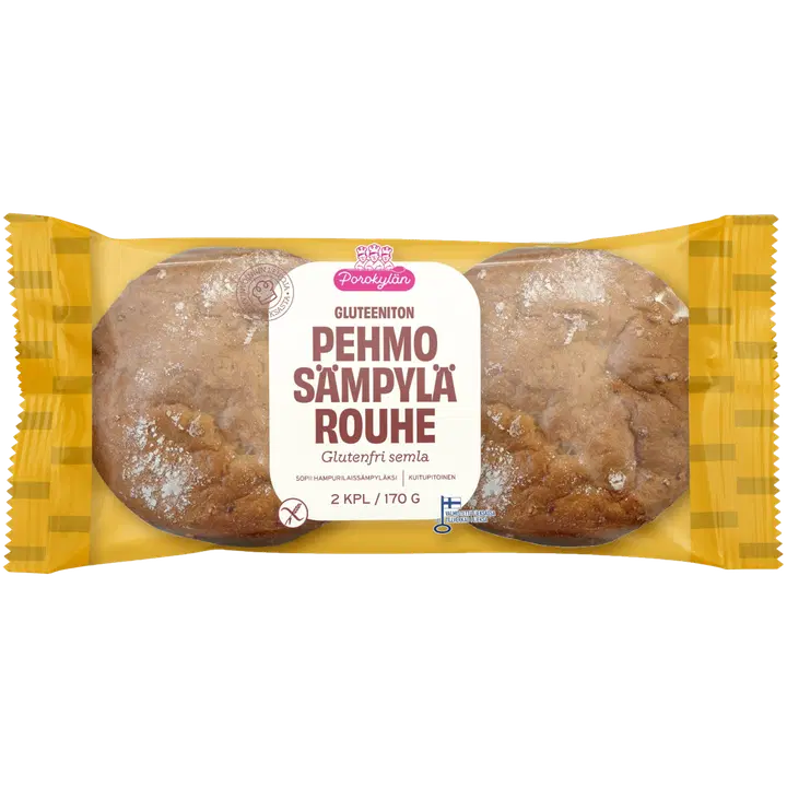 Porokylän Pehmo sämpylä rouhe 2 kpl/170 g gluteeniton sämpylä