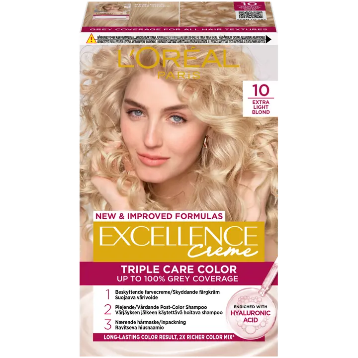 L'Oréal Paris Excellence Creme 10 Extra Light Blonde Kirkas Vaalea kestoväri 1kpl