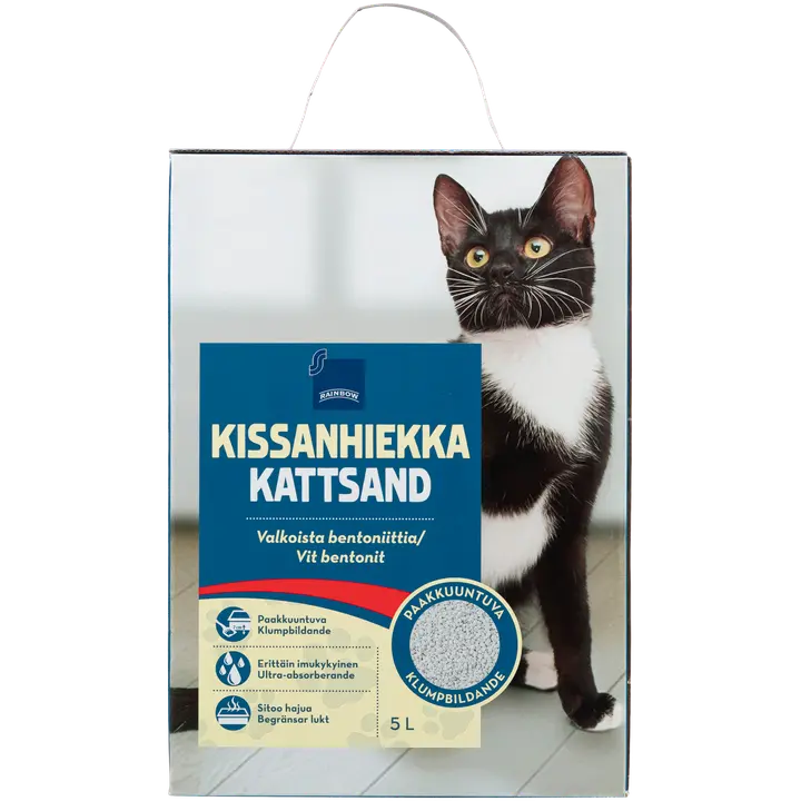 Rainbow paakkuuntuva, hienorakeinen, valkoinen kissanhiekka 5 l