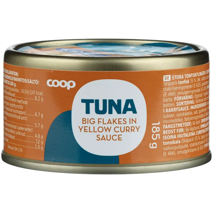 Coop tonnikala hiutaleina currykastikkeessa MSC 185 g