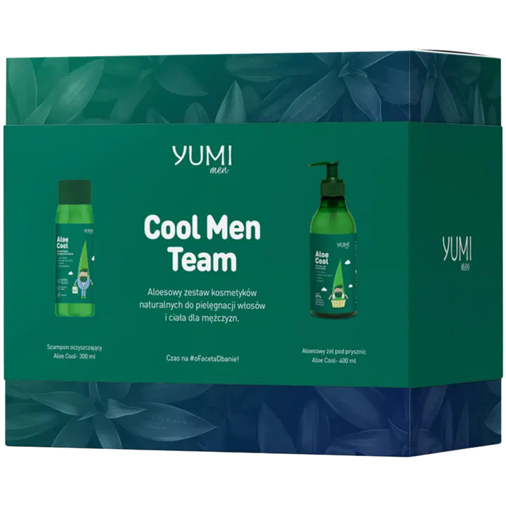 Yumi Aloe Cool Men Team miesten lahjapakkaus (sis. suihkugeeli 400ml ja shampoo 300ml)