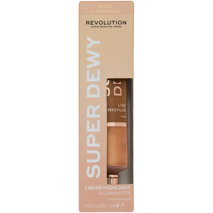 Makeup Revolution Superdewy Liquid Highlighter Gold Champagne nestemäinen korostusvoide 15ml