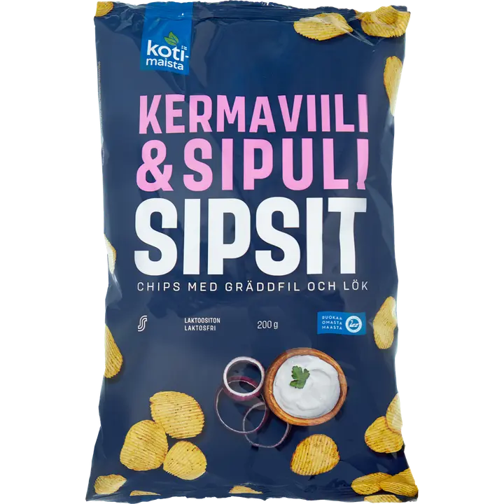 Kotimaista Kermaviili & sipuli sipsit 200g