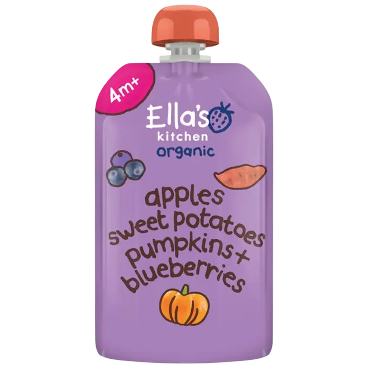 Ella´s Kitchen kõrvitsa-õuna-mustikapüree 120 g, öko, alates 4-elukuust