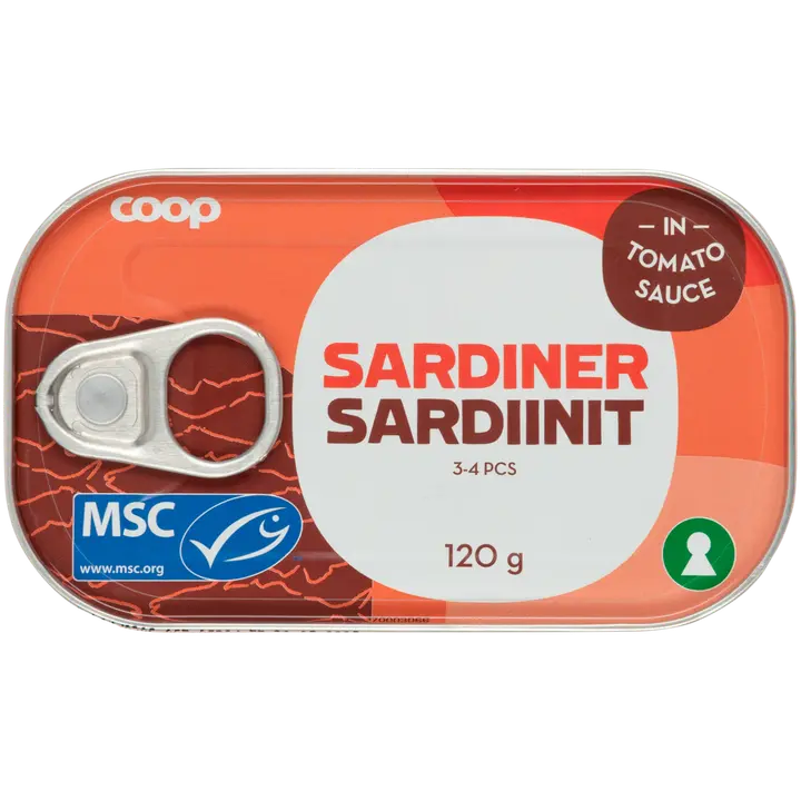 Coop sardiinit tomaattikastikkeessa MSC 120 g