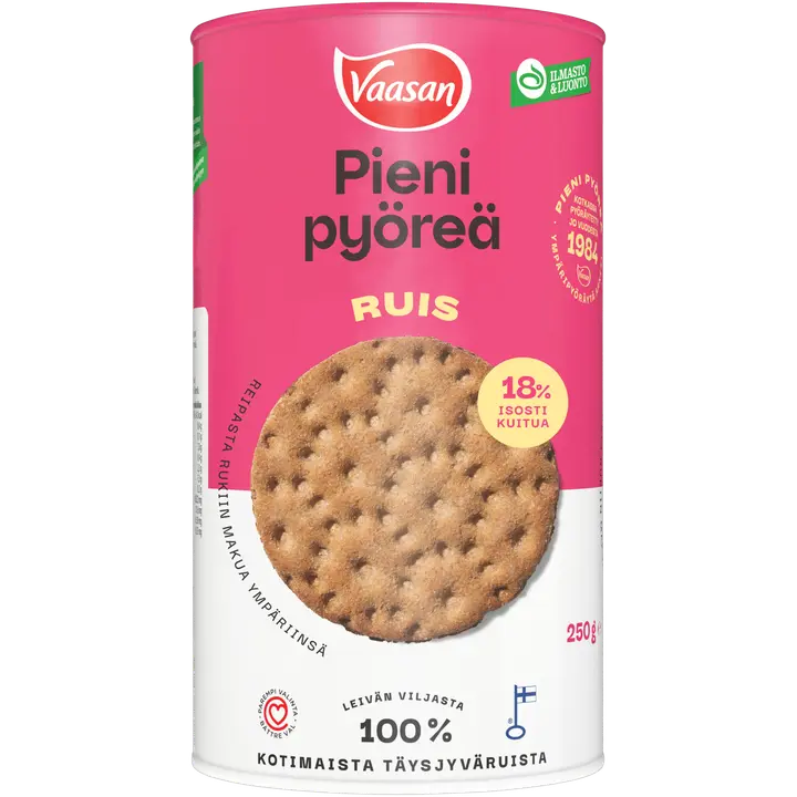 VAASAN PIENI PYÖREÄ Ruis 250g täysjyväruisnäkkileipä