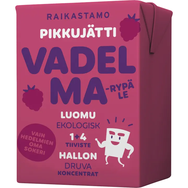 Raikastamo Pikkujätti, Luomu vadelma-rypälemehutiiviste 1+4, 200ml