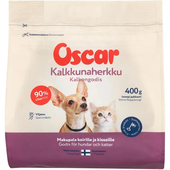 Oscar Kalkkunaherkku koirille ja kissoille täydennysrehu 400g