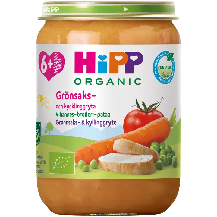 Hipp 190g Vihannes-broileripataa ja riisiä 6kk luomu