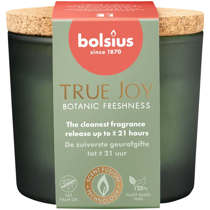 Bolsius – tuoksukynttilä, korkkikansi – vihreä - Botanic Freshness