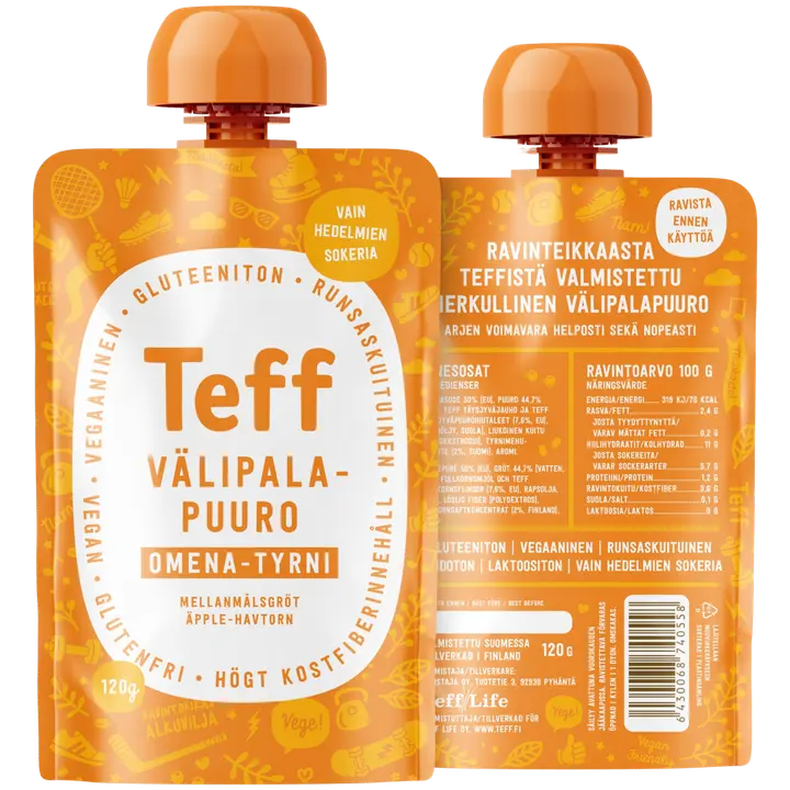 Teff Life omena-tyrni välipalapuuro 120g