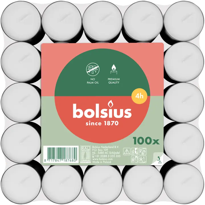 Bolsius teeküünal 4h 100tk