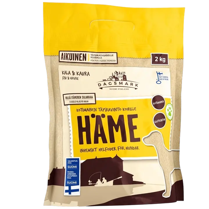 Kotimainen Dagsmark koiran kuivaruoka HÄME 2kg