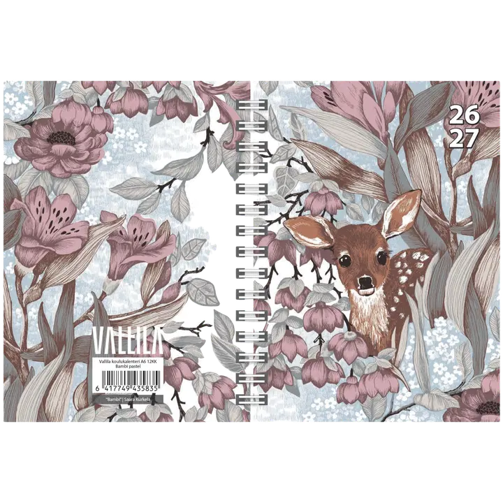 Koulukalenteri Vallila 26-27 A6 12kk Bambi pastel