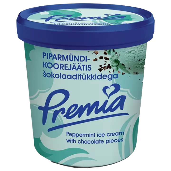 Piparmündi koorejäätis šokolaaditükkidega, 500 ml