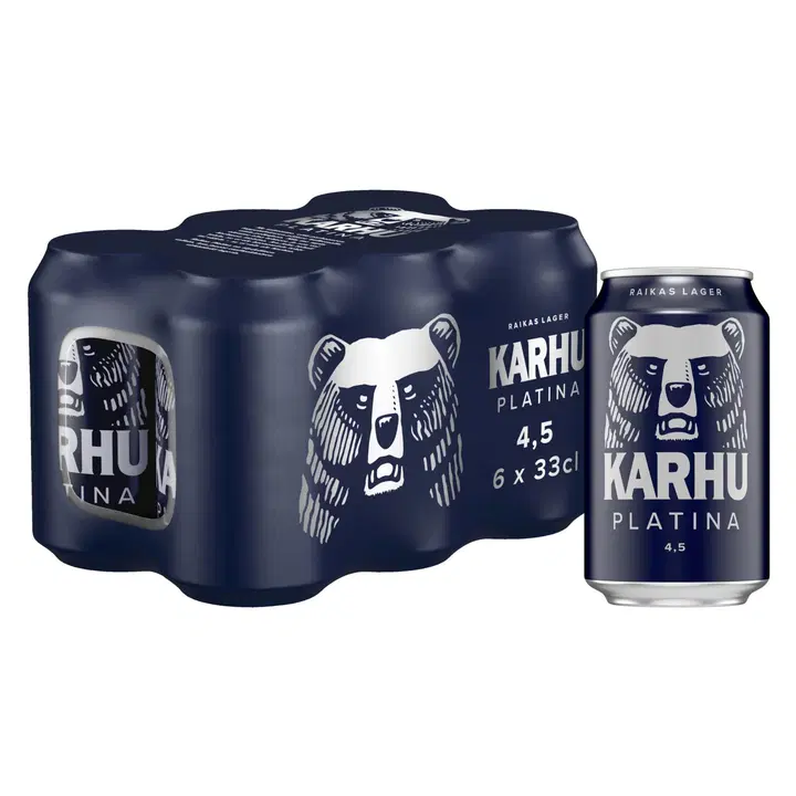 6-pack Karhu Platina Lager olut 4,5 % tölkki 0,33 L