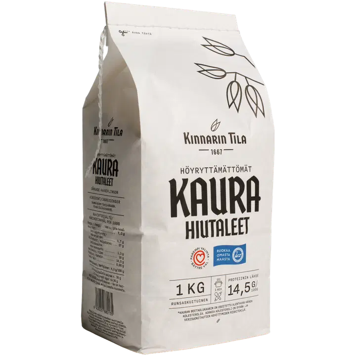 Kinnarin Tila höyryttämättömät täysjyväkaurahiutaleet 1kg