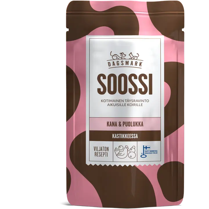 Dagsmark SOOSSI kana & puolukka kastikkeessa täysravinto aikuisille koirille 120 g