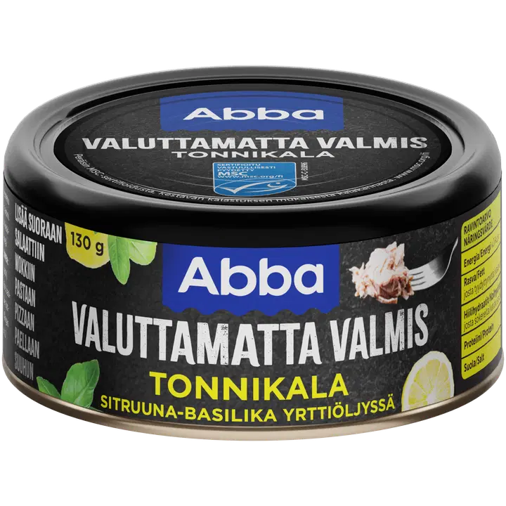 Abba MSC valuttamatta valmis sitruuna-basilika yrttiöljyllä maustettu tonnikala 130g